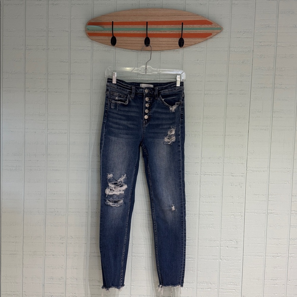Vervet Distressed Button-Fly Jeans